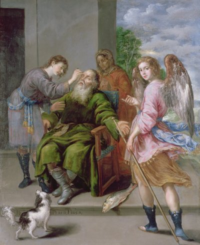 Tobias herstelt het zicht van zijn vader, 1652 door Antonio Pereda y Salgado
